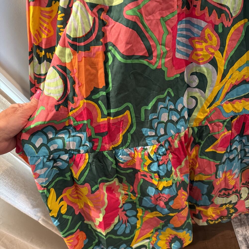 Sugarlips NWT L Maxi Dress Multicolor Floral Smocked Ruffle Flutter Short Sleeve - Picture 7 of 7